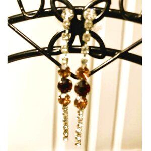 AMETHYST & LT. VITRAIL RHINESTONE POST/DROP EARRINGS